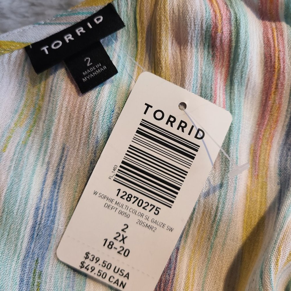 Torrid Sophie Multicolor Stripe Gauze Swing Cami Size 2 NWT - Picture 5 of 7